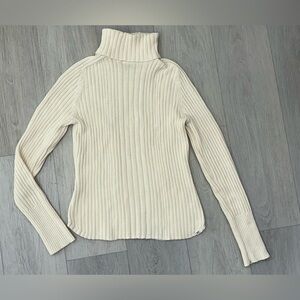 American Eagle Outfitters Beige Ribbed Turtleneck Sweater